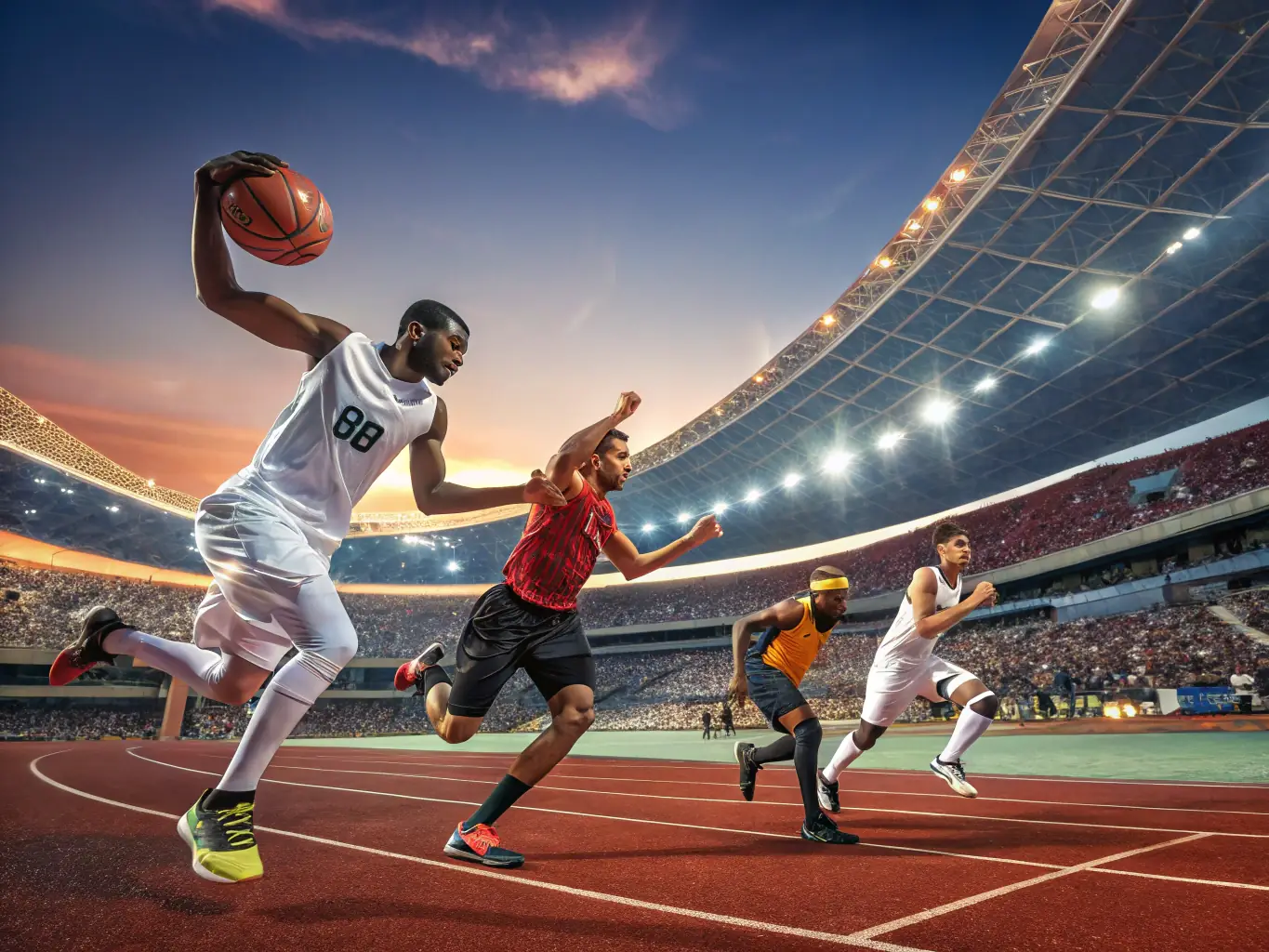Photograph of participants engaging in a sporting event, showcasing enthusiasm and teamwork in a dynamic and engaging setting.